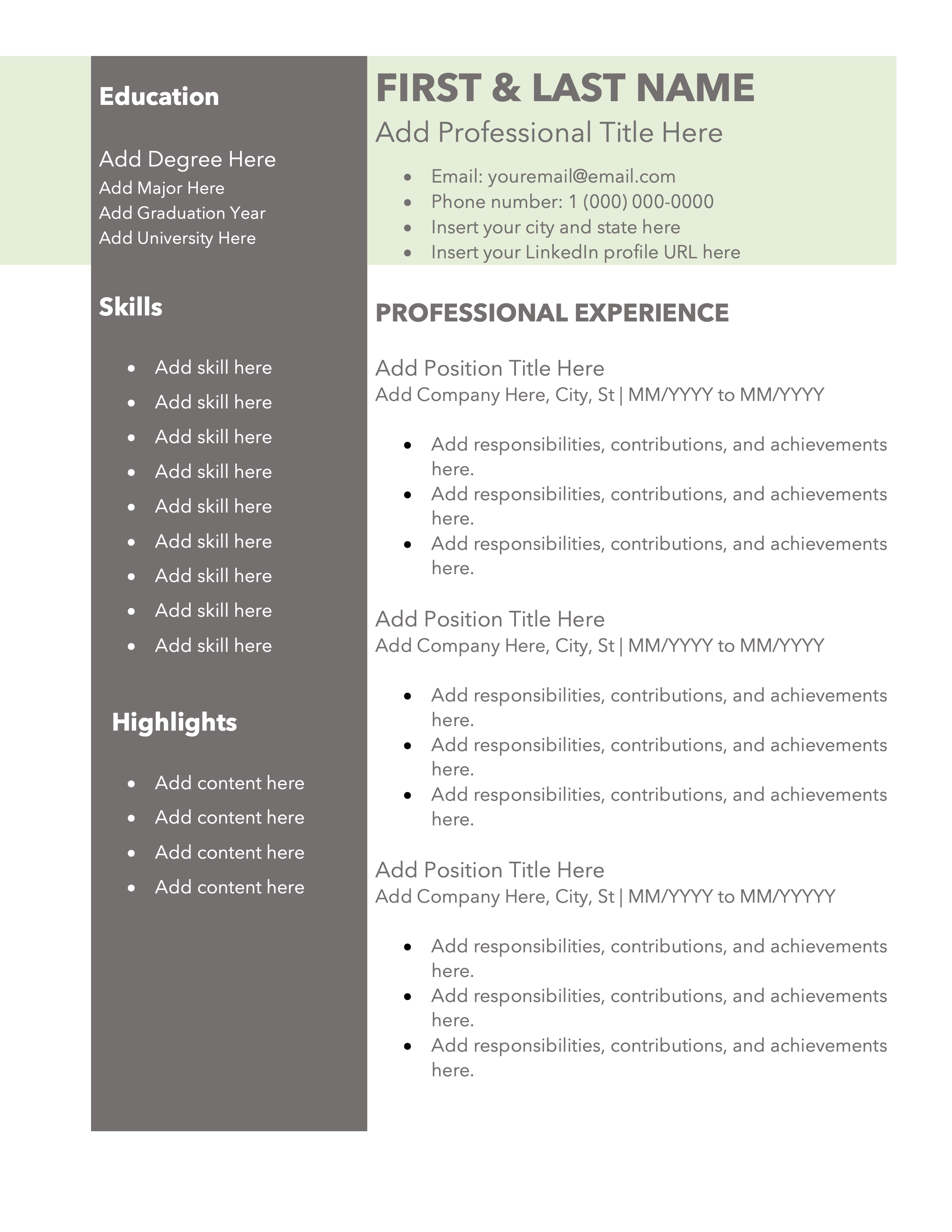 Free Resume Templates | Prepared to Win